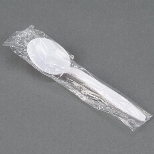 1000PCS Individually Wrapped Plastic Spoons Heavy Weight in White/Black