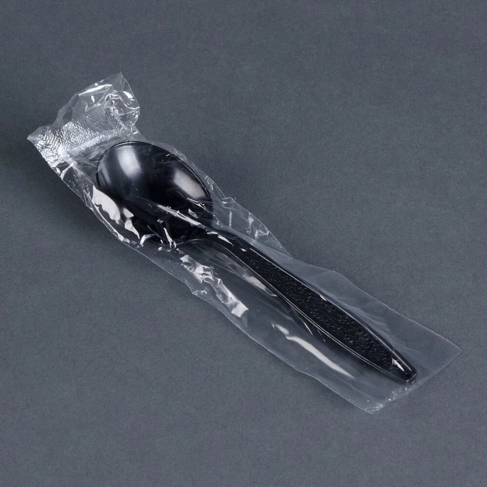 1000PCS Individually Wrapped Plastic Spoons Heavy Weight in White/Black