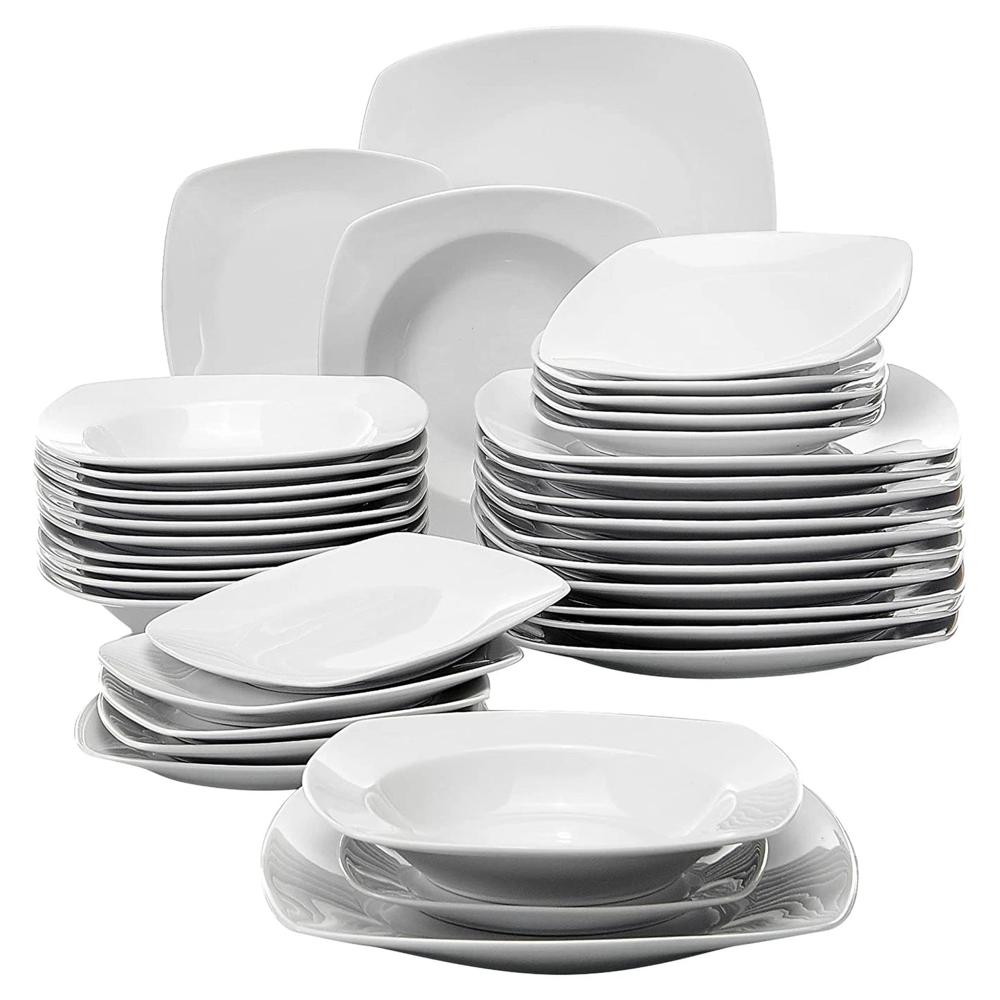 MALACASA Julia 36pcs Porcelain Dinnerware Set Tableware Plate Set Service for 12