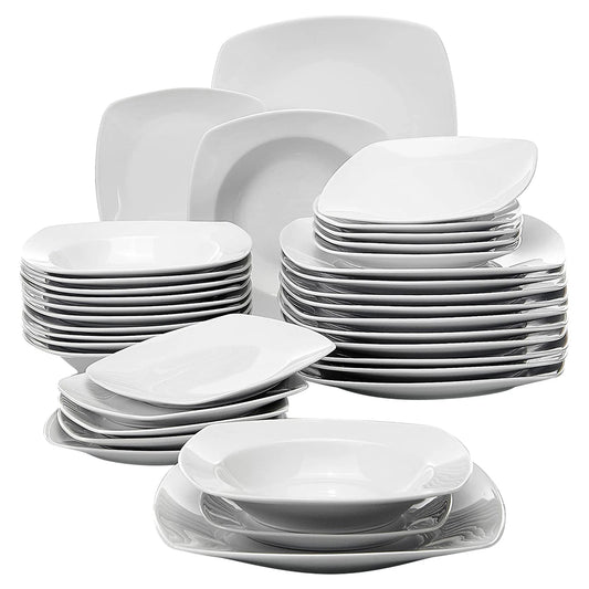 MALACASA Julia 36pcs Porcelain Dinnerware Set Tableware Plate Set Service for 12